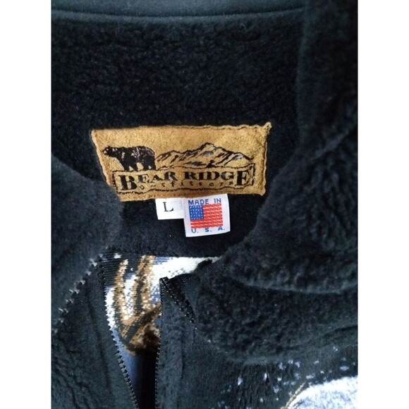 Vintage Bear Ridge Outfitters Deer Black Plush Fleece Jacket Size Large - Picture 6 of 7